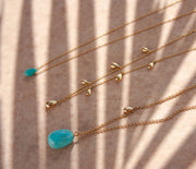 VIANNA - 18ct gold, small turquoise pear drop necklace