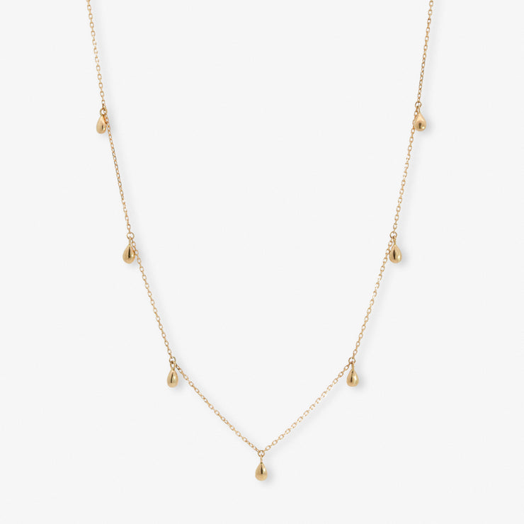NUDE SHIMMER - 18ct gold, small pear drop fine shimmer necklace