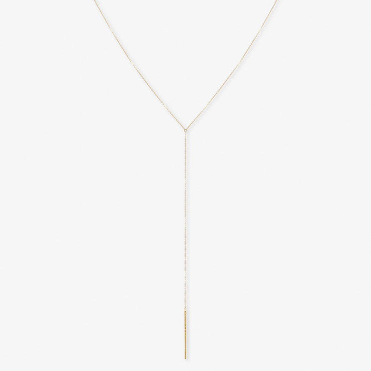 NUDE SHIMMER - 18ct gold, bar and fine shimmer lariat