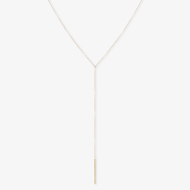 NUDE SHIMMER - 18ct gold, bar and fine shimmer lariat