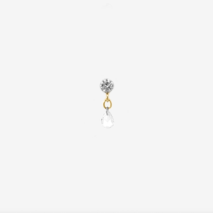 SUNCATCHER - 18ct gold, rose cut diamond drop earring (single)