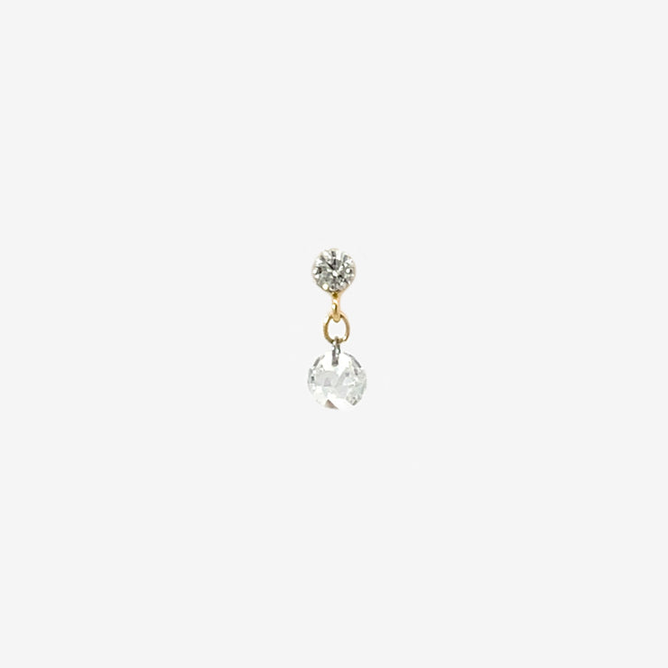 SUNCATCHER - 18ct gold, rose cut diamond drop earring (single)