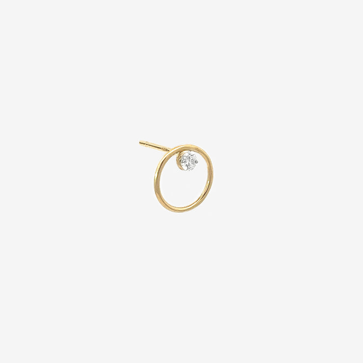 The Alkemistry 18ct yellow gold eclipse stud diamond (single)