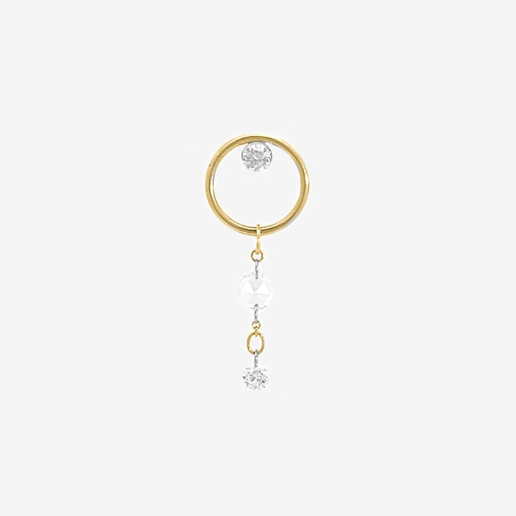 The Alkemistry 18ct yellow gold eclipse double drop diamond earring (single)