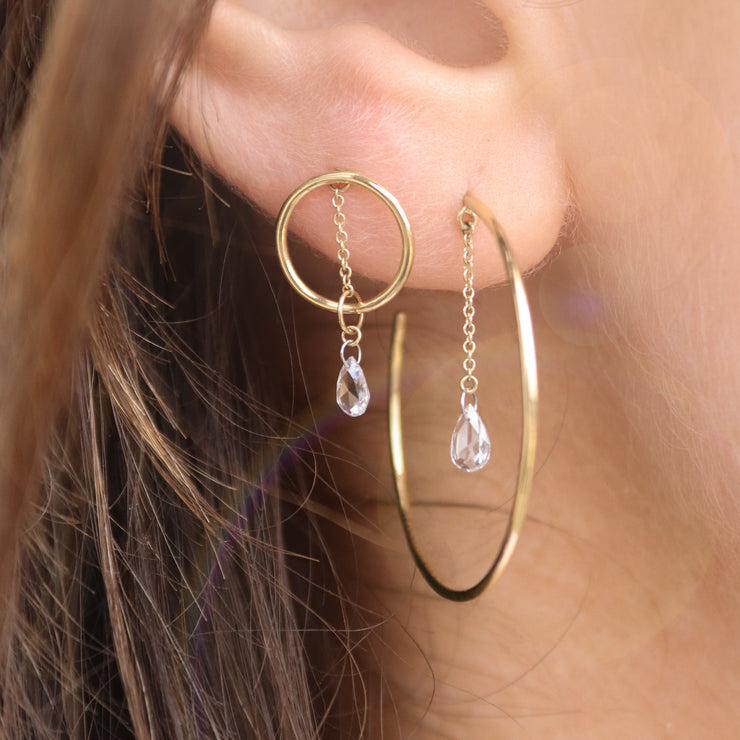 SUNCATCHER - 18ct gold, rose cut diamond hoop earring (single)