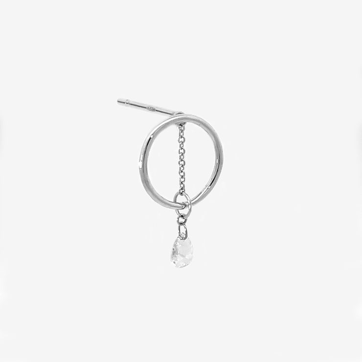The Alkemistry 18ct white gold and pear diamond halo earring (single)