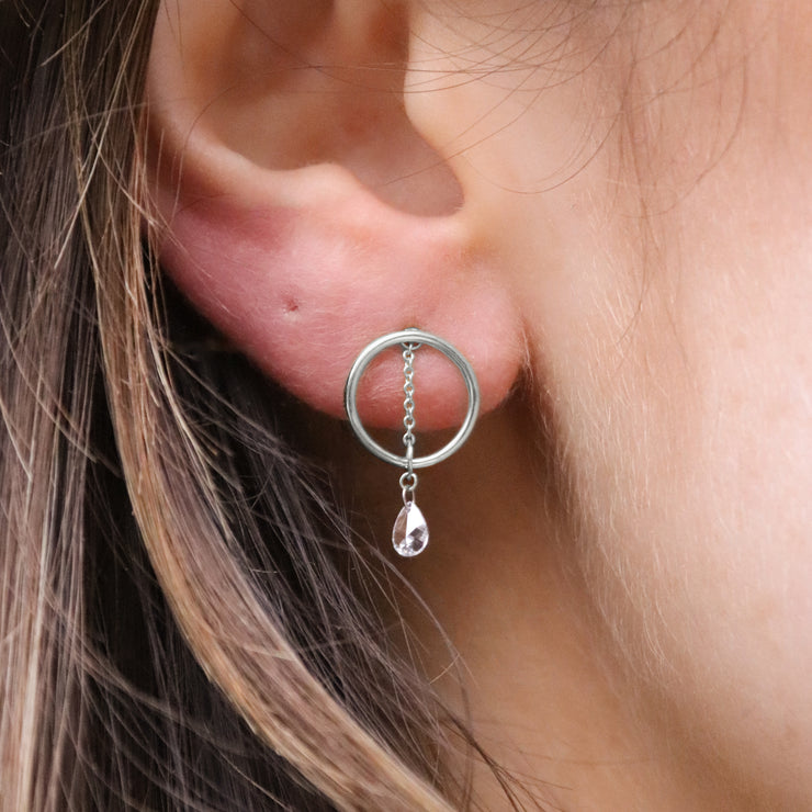 SUNCATCHER - 18ct gold, rose cut diamond plain circle earring (single)