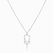 SUNCATCHER - 18CT GOLD, PAVE PEAR TRIPLE PEAR & ROUND DROP NECKLACE