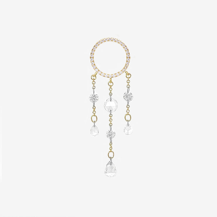 SUNCATCHER - 18ct gold, large diamond pave chandelier earring (single)