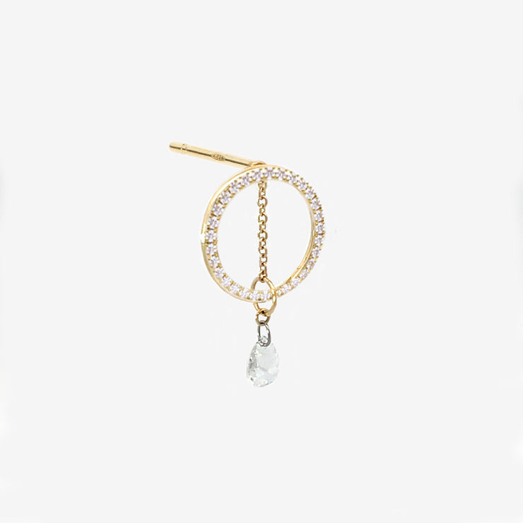 SUNCATCHER - 18ct gold, rose cut diamond pave circle earring (single)