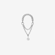 The Alkemistry 18ct white gold pave double chain drop earring (single)