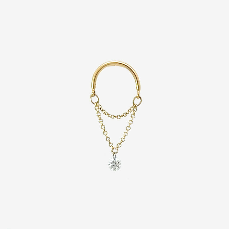SUNCATCHER - 18ct gold, double chain diamond drop earring (single)