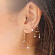 SUNCATCHER - 18ct gold, asymmetric double diamond drop earring (single)