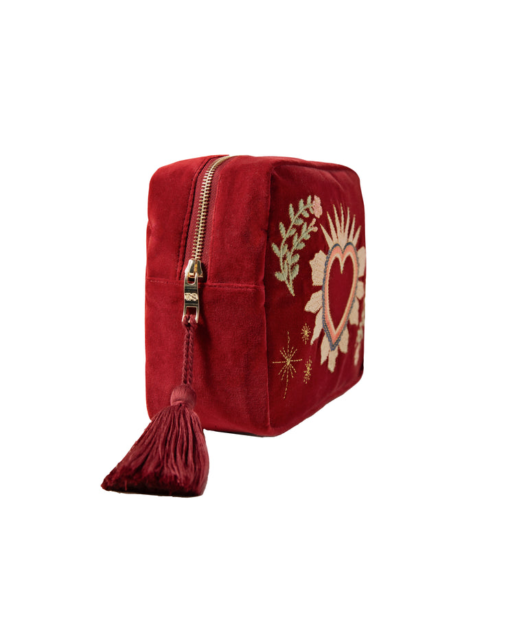 ELIZABETH SCARLETT SACRED HEART WASH BAG ROUGE RED