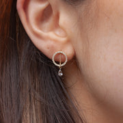 SUNCATCHER - 18ct gold, rose cut diamond pave circle earring (single)