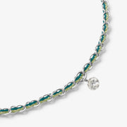 Auric - 18ct gold, 'Prosperity' Green & Jade woven chain diamond bracelet