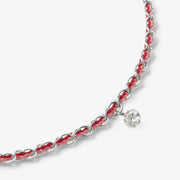 Auric - 18ct gold, 'Love Pink & Garnet woven chain diamond bracelet