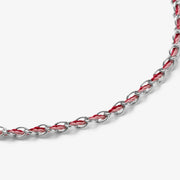 Auric - 18ct gold, 'Love' Pink & Garnet woven chain bracelet