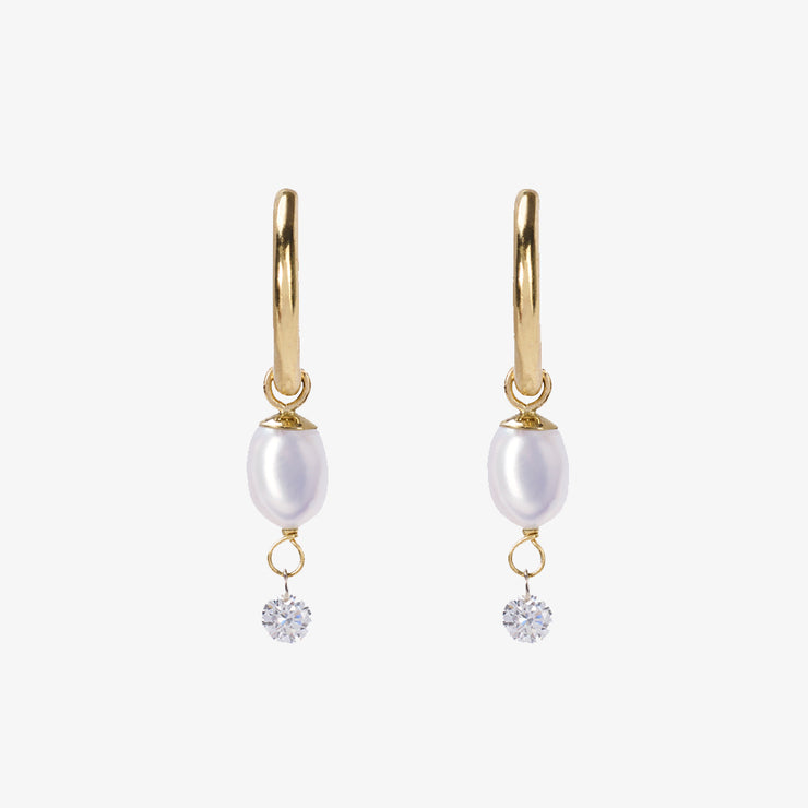 The Alkemistry 18ct yellow gold and diamond pear drop medium hoop earrings (pair)