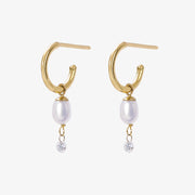 The Alkemistry 18ct yellow gold and diamond pear drop medium hoop earrings (pair)