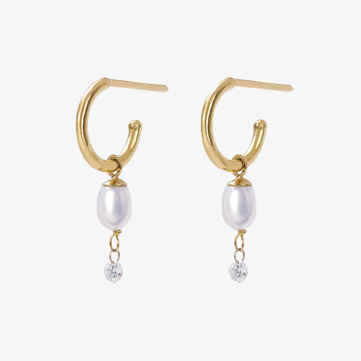 The Alkemistry 18ct yellow gold and diamond pear drop medium hoop earrings (pair)