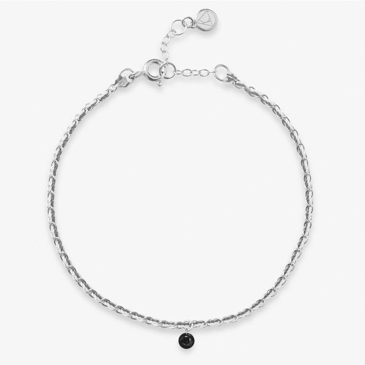 Auric - 18ct gold, Grey & White woven chain black diamond bracelet