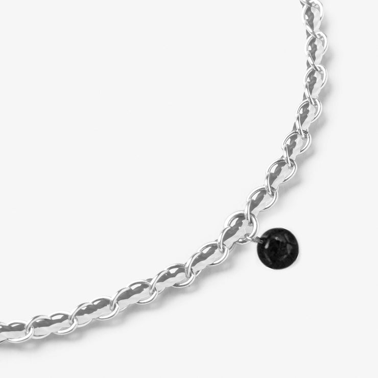 Auric - 18ct gold, Grey & White woven chain black diamond bracelet