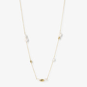 VIANNA - 18ct gold, white pearl and gold bead chain necklace