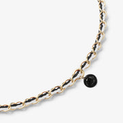 Auric - 18ct gold, Black & White woven chain black diamond bracelet