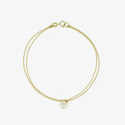 Poppy Finch 14ct yellow gold double chain pearl drop bracelet