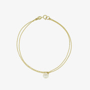 Poppy Finch 14ct yellow gold double chain pearl drop bracelet