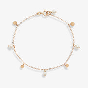 Poppy Finch 14ct yellow gold and pearl confetti station bracelet