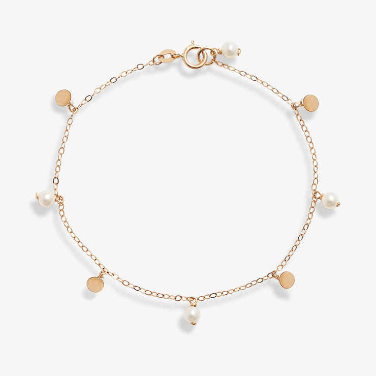 Poppy Finch 14ct yellow gold and pearl confetti station bracelet
