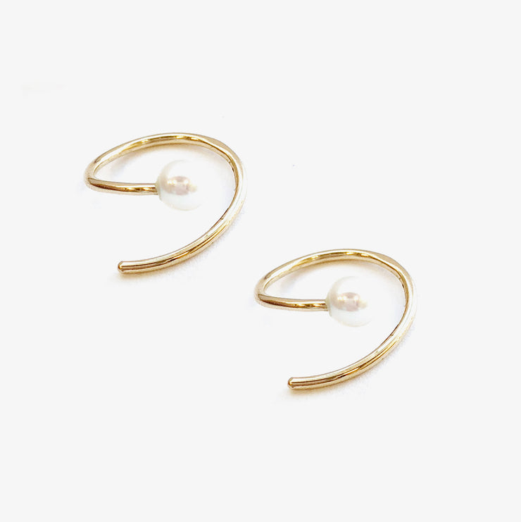 Poppy Finch 14ct yellow gold and pearl spiral earrings (pair)
