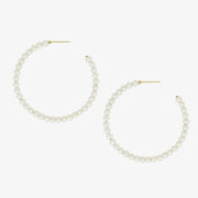 Poppy Finch 14ct yellow gold and large baby pearl hoop (pair)