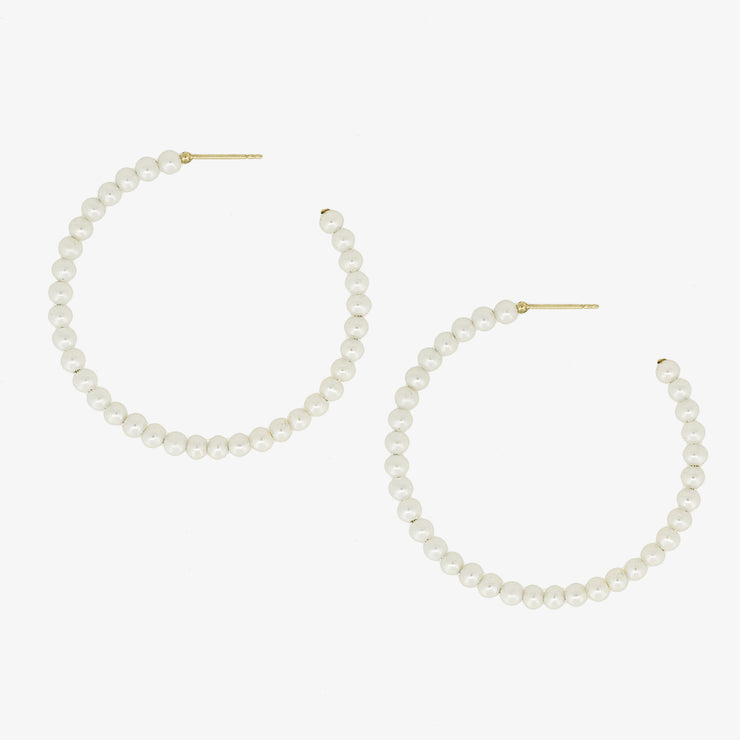 Poppy Finch 14ct yellow gold and large baby pearl hoop (pair)