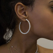Poppy Finch 14ct yellow gold and large baby pearl hoop (pair)