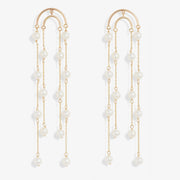 Poppy Finch 14ct yellow gold and double crescent pearl drop earrings (pair)