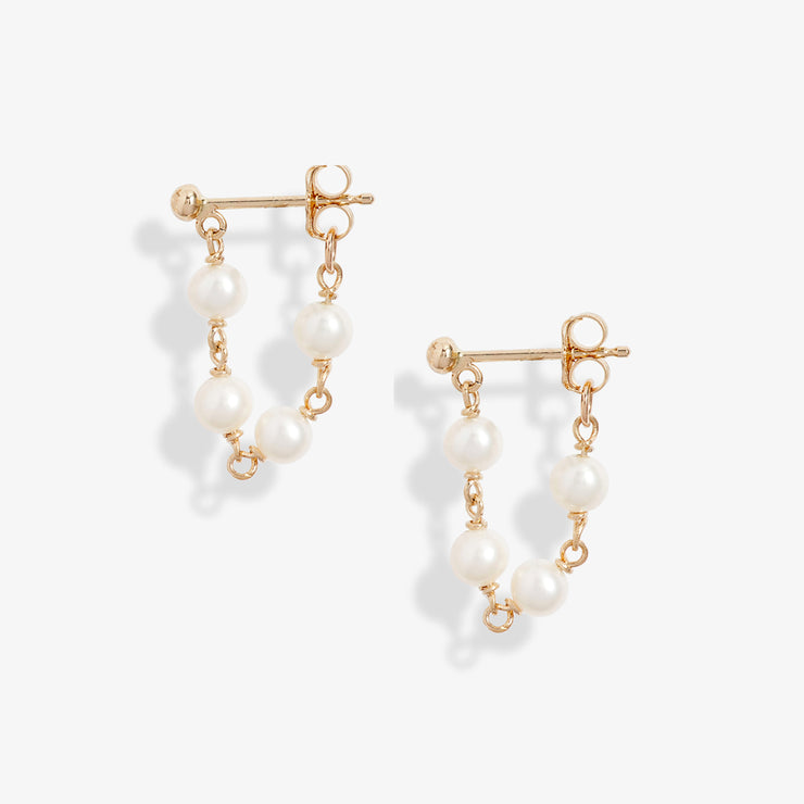 Poppy Finch 14ct yellow gold baby pearl wrap around earrings (pair)