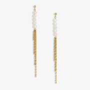 Poppy Finch 14ct yellow gold pearl tassel earrings (pair)