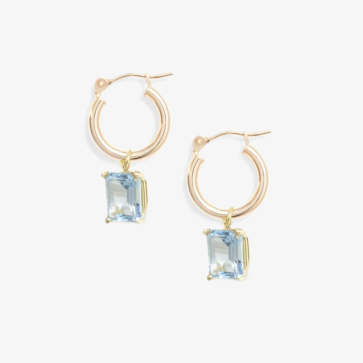 Poppy Finch 14ct yellow gold rose cut and blue topaz hoop earrings (pair)