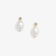 Poppy Finch 14ct yellow gold oval pearl studs earrings (pair)