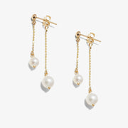 Poppy Finch 14ct yellow gold contrast pearl studs earrings (pair)