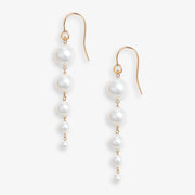 Poppy Finch 14ct yellow gold round gradual pearl dangle earrings (pair)