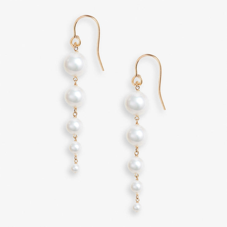 Poppy Finch 14ct yellow gold round gradual pearl dangle earrings (pair)