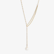 Poppy Finch 14ct yellow gold shimmer pearl pull through necklace