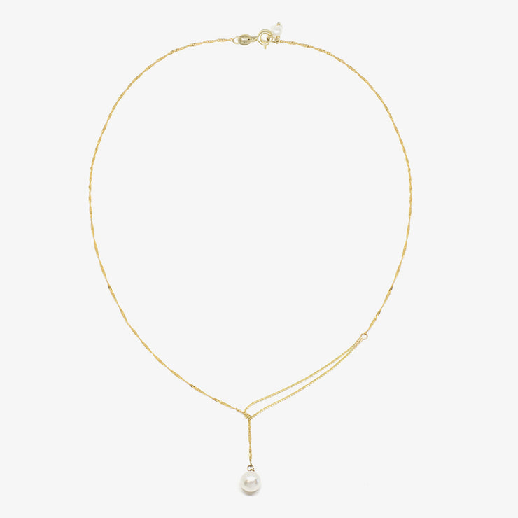 Poppy Finch 14ct yellow gold shimmer pearl pull through necklace