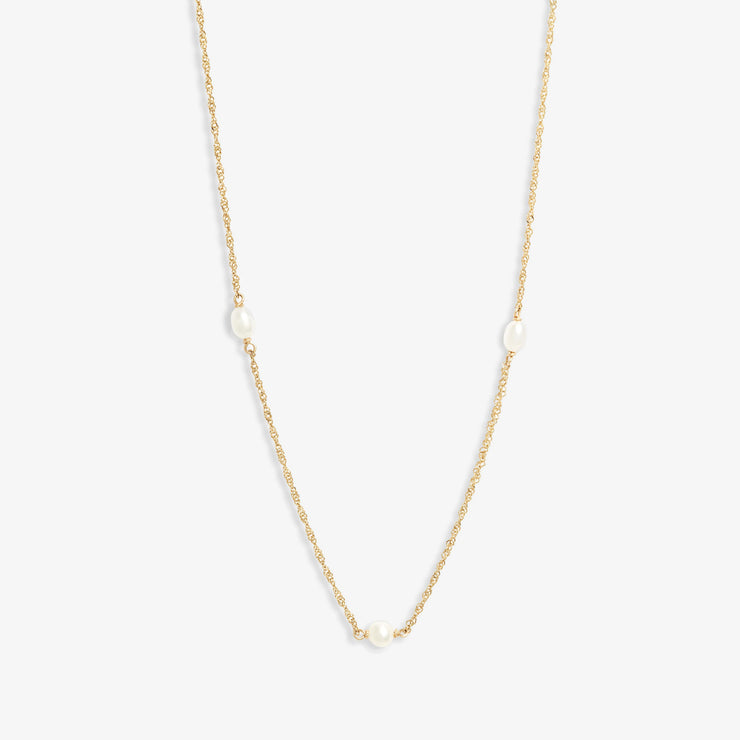 Poppy Finch 14ct yellow gold and spaced pearl shimmer necklace