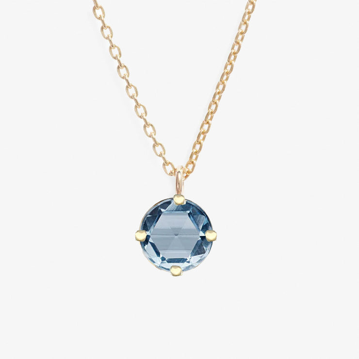 Poppy Finch 14ct yellow gold rose cut and blue topaz necklace