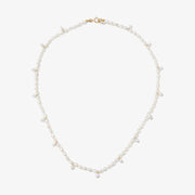Poppy Finch 14ct yellow gold keshi pearl dangle necklace